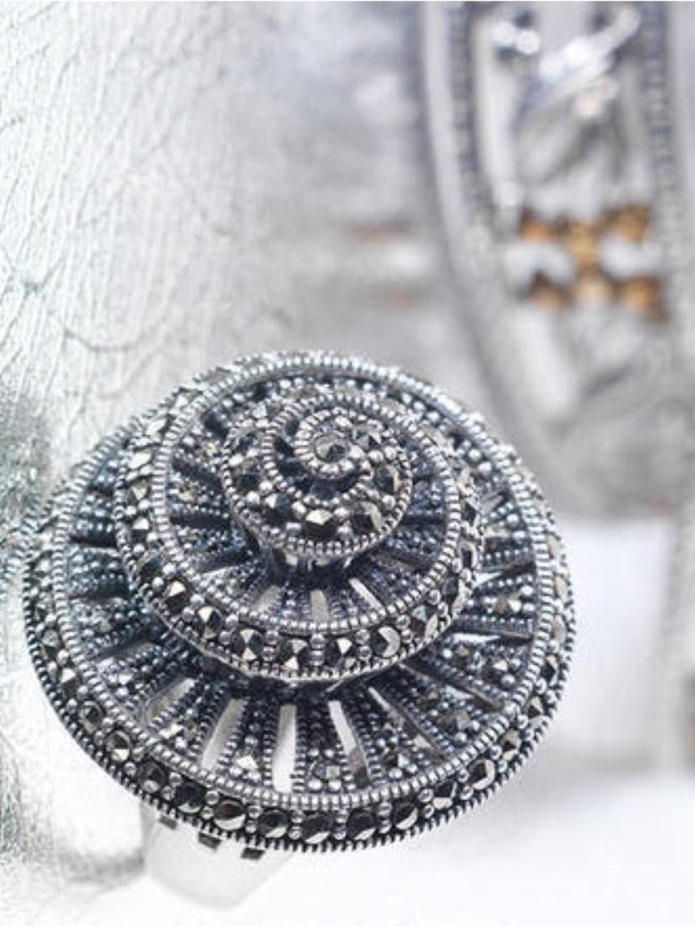 Macy's Silver-Tone 925 silver Concentric Filigree Statement Ring